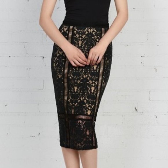 Bailey 44 Dresses & Skirts - Bailey 44 Silver Spring Black Beige Lace Skirt Small